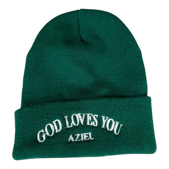 YP Classics Other - YP Classics God Loves You Aziel Beanie Hunter Green & White One Size Hat Cozy